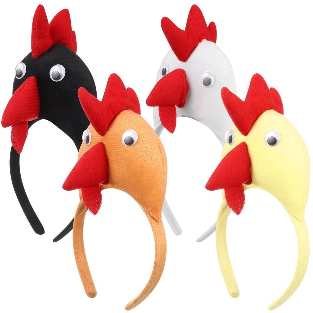 8893 4pcs Easter Chicken Hair Hoop Rooster Headband Rooster Animal Hair